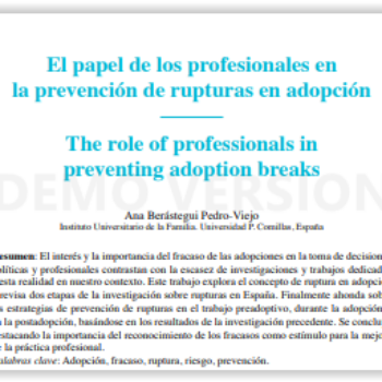 El papel de los profesionales en la prevención de rupturas en adopción