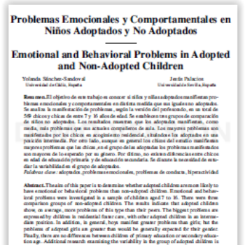 Problemas emocionales y comportamentales en niños adoptados y no adoptados