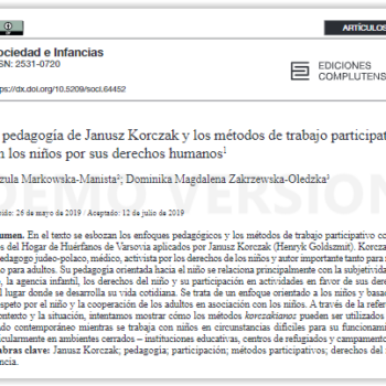 La pedagogía de Janusz Korczak y los métodos de trabajo participativo con los niños por sus derechos humanos