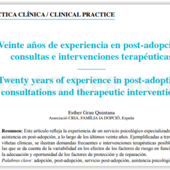 Veinte años de experiencia en post-adopción: consultas e intervenciones terapéuticas