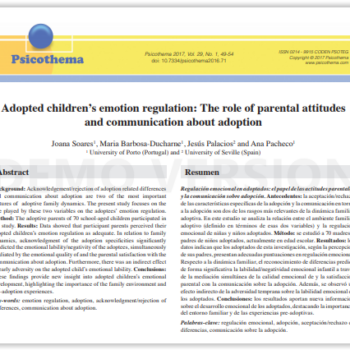 Regulación emocional en adoptados: el papel de las actitudes parentales y la comunicación sobre adopción