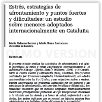 Estrés, estrategias de afrontamiento y puntos fuertes y dificultades: un estudio sobre menores adoptados internacionalmente en Cataluña