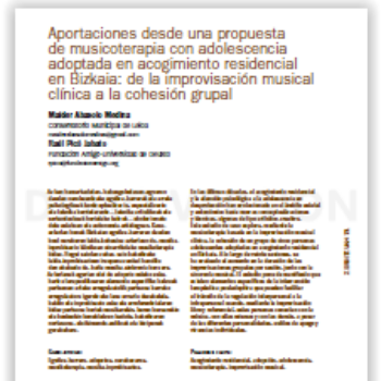 Aportaciones desde una propuesta de musicoterapia con adolescencia en acogimiento residencial en Bizkaia: de la improvisación musical clínica a la cohesión grupal