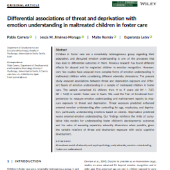 Asociaciones diferenciales de amenaza y privación con comprensión de las emociones en niños maltratados en hogares de acogida