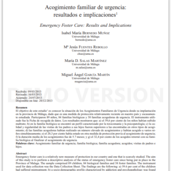 Acogimiento familiar de urgencia: resultados e implicaciones