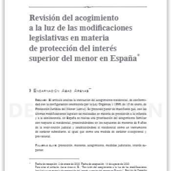 Revisión del acogimiento a la luz de las modificaciones legislativas en materia de protección del interés superior del menor en España