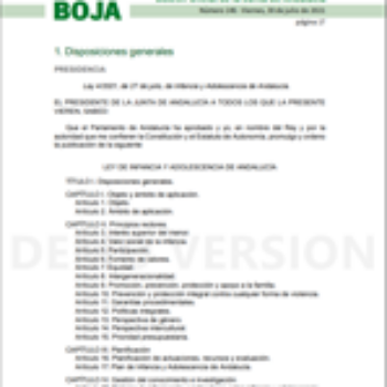 Ley 4/2021, de 27 de julio, de Infancia y Adolescencia de Andalucía (BOJA n.146, de 30.07.21)
