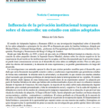 Influencia de la privación institucional temprana sobre el desarrollo: un estudio con niños adoptados